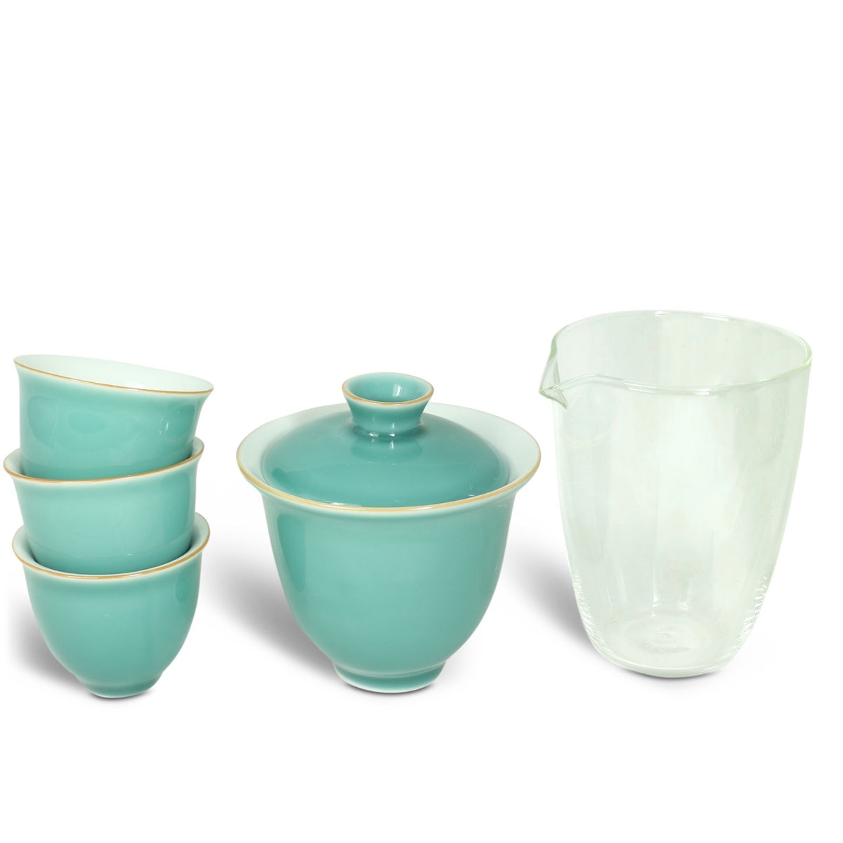 Ceramic And Glass Practical Travel Tea Set Case With 3 Cups